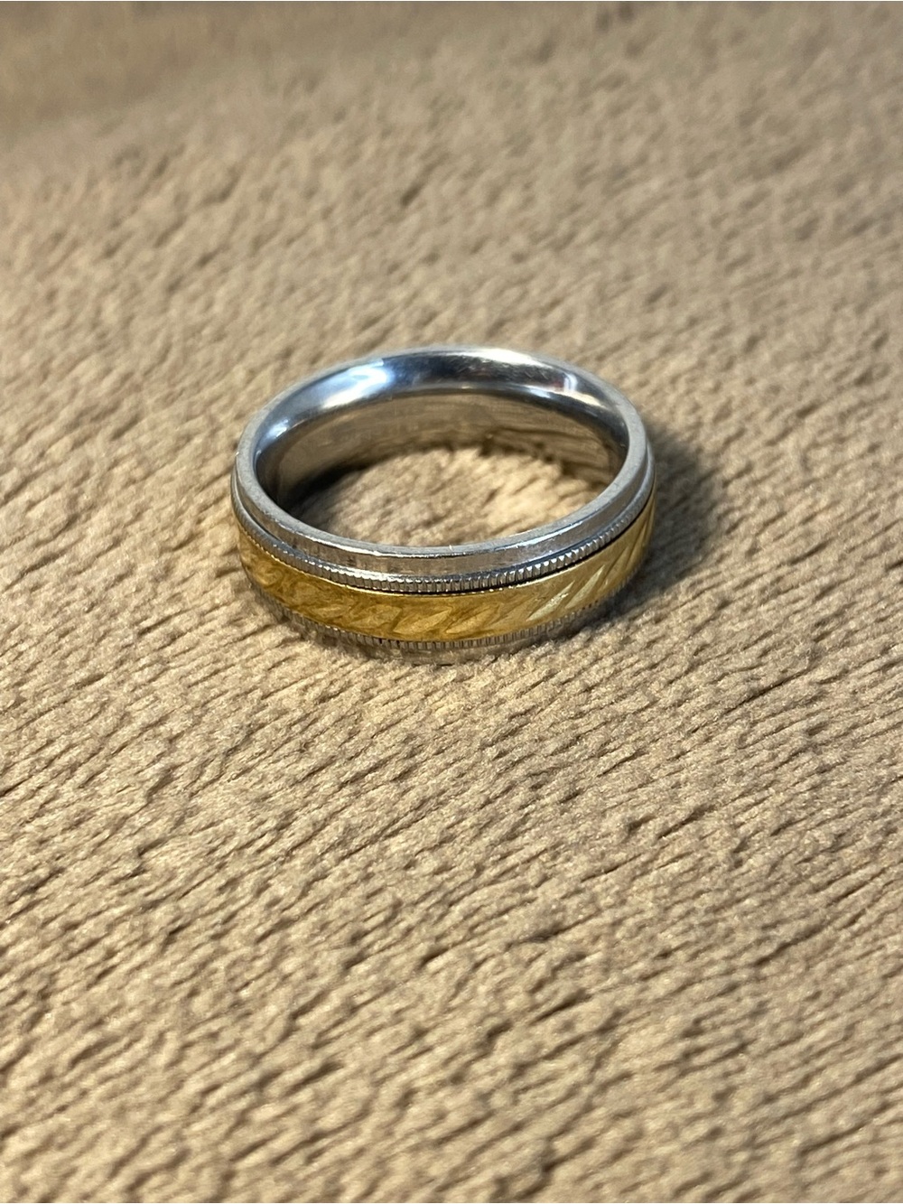 Stainless Steel 10k Yellow Gold Band Size 10.5 for men